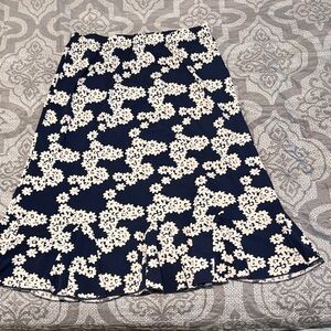 SJS Navy and Cream Floral A-Line Skirt